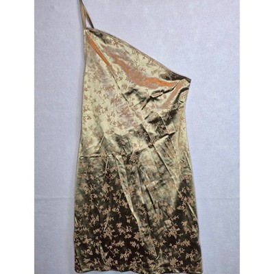 Motel Rocks Perona Dress Botanist Flocking Olive One Shoulder Mini Dress M