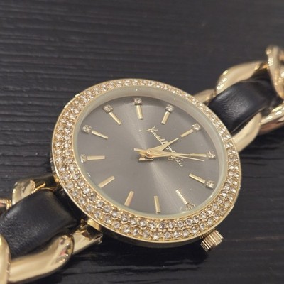 Kendall Kylie Black Gold Tone Rhinestone Watch Womens Chain  display picture 1