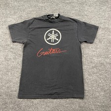 Vintage 80s Yamaha Guitars Tuning Fork Logo Shirt S/M 19x26 Black Single-Stitch