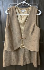 Vintage Pendleton Vest/Skirt Suit Size S/6 Tan 100 Virgin Wool