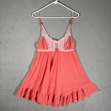 Women’s Empire Tie Waist Camisole Babydoll Tank Top Lace Sheer Pink Fairycore