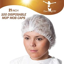 100 disposable mop mob caps clipped hair head cover net for salon or spray tan