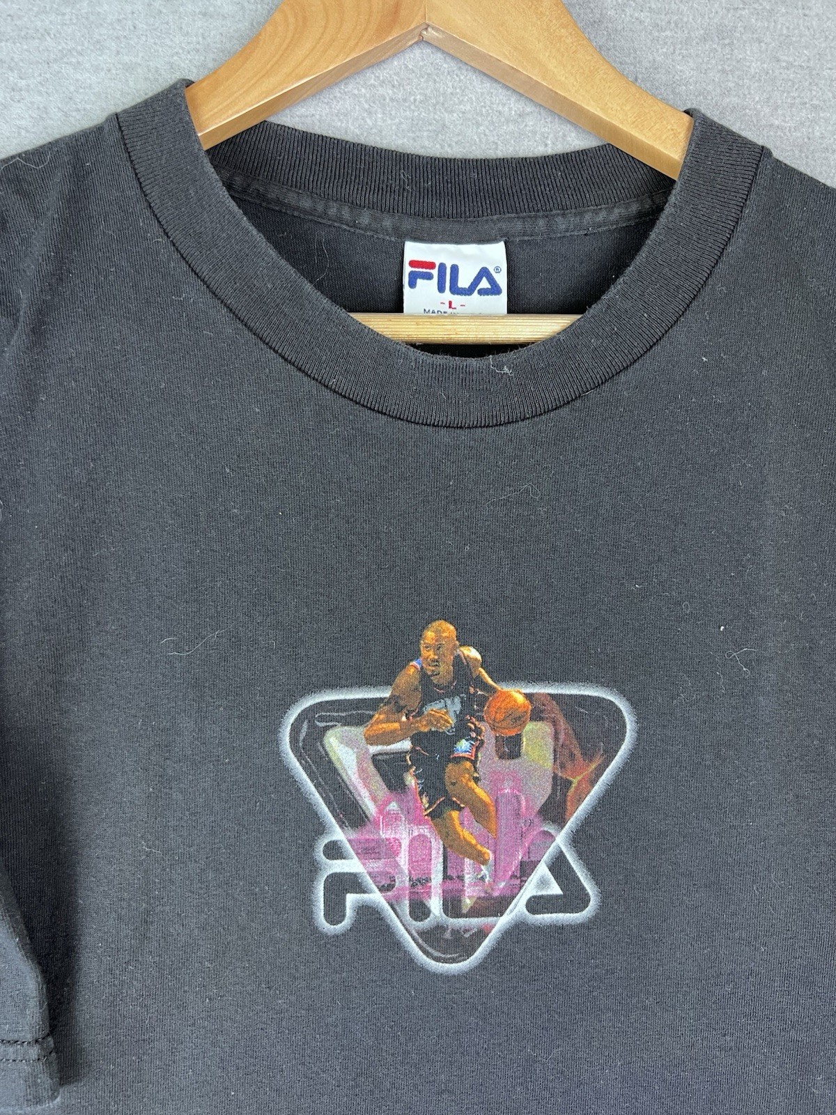 T shirt vintage Fila anni 90 Grant Hill taglia L maglietta rap