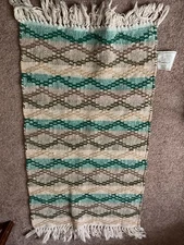 Welspun Multi Criss Cross set of 2 20" x 40" 100% cotton Brown Teal White rugs