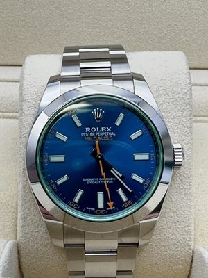 ルル Rolex Milgauss 116400GV 40mm Z-Blue Dial Box Papers Discontinued