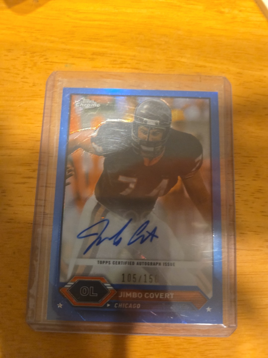 Jimbo Covert 2023 Topps Chrome Composite Blue Auto Refractor #/150 Chi Bears HOF