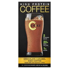 High Protein Iced Coffee, Chocolate Caramel, 12 Packets, 1.09 oz 31 g Each