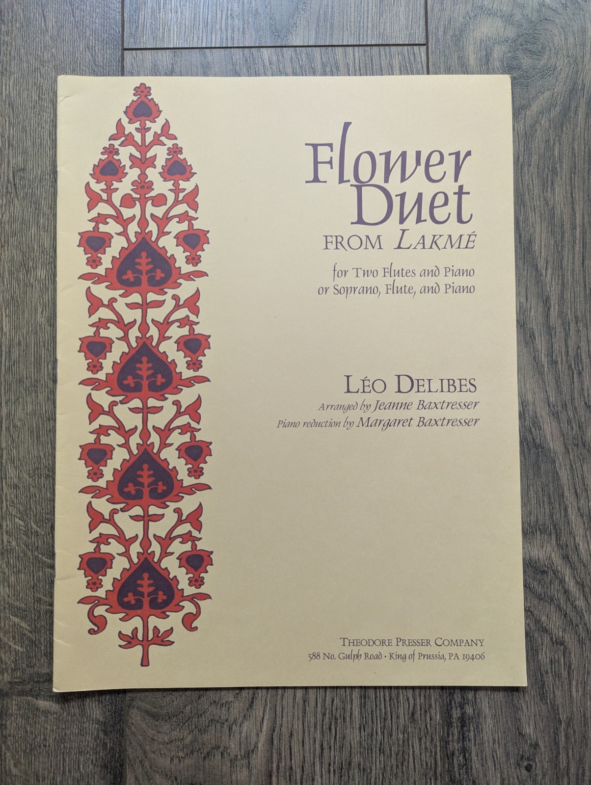 Leo Delibes Flower Duet from Lakmé Sheet Music Flute Piano Theodore Presser Co.