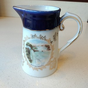 Vtg Small Pitcher Creamer Or Bud Vase Germany Hand Painted Landscape Niagara
