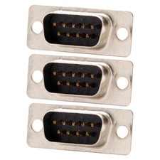3 Pcs DB9 9 Pin RS232 Serial Port Male Connector Cup Solder Socket Assembly Gold