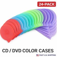 24 Pack CD DVD Color Cases Slim Protective Storage Covers Multi-Color