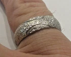 STERLING SILVER OLD VINTAGE RETRO WEDDING RING BAND  BRUTALIST DESIGN SIZE S