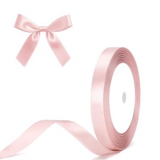 G2PLUS Baby Pink Satin Ribbons 10mm Thick Fabric Gift Wrap Ribbons for Crafting