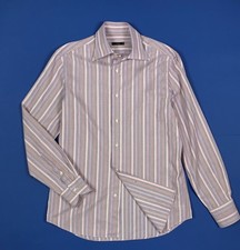 Mauro grifoni camicia uomo usato shirt man M 39 manica lunga a righe rosa T7554