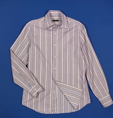 Mauro Grifoni Herren Hemd gebraucht shirt man M 39 Langarm gestreift rosa T7554