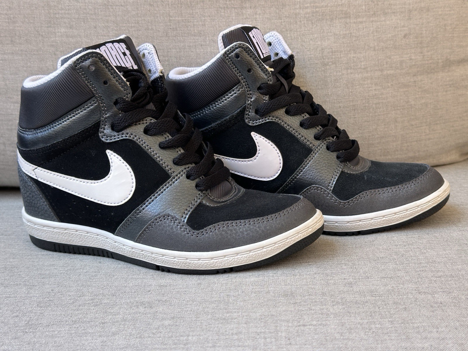 Nike Force Dunk Sky Hi Hidden Wedge Heel Black & White Women