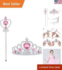 Princess Dress Up Accessories, 2PCS Princess Crown and Wands for Little Girls...