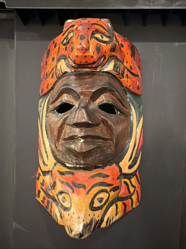 HAND MADE CARVED WOODEN MASK FROM GUATEMALA - GORGEOUS DETAILS!!!