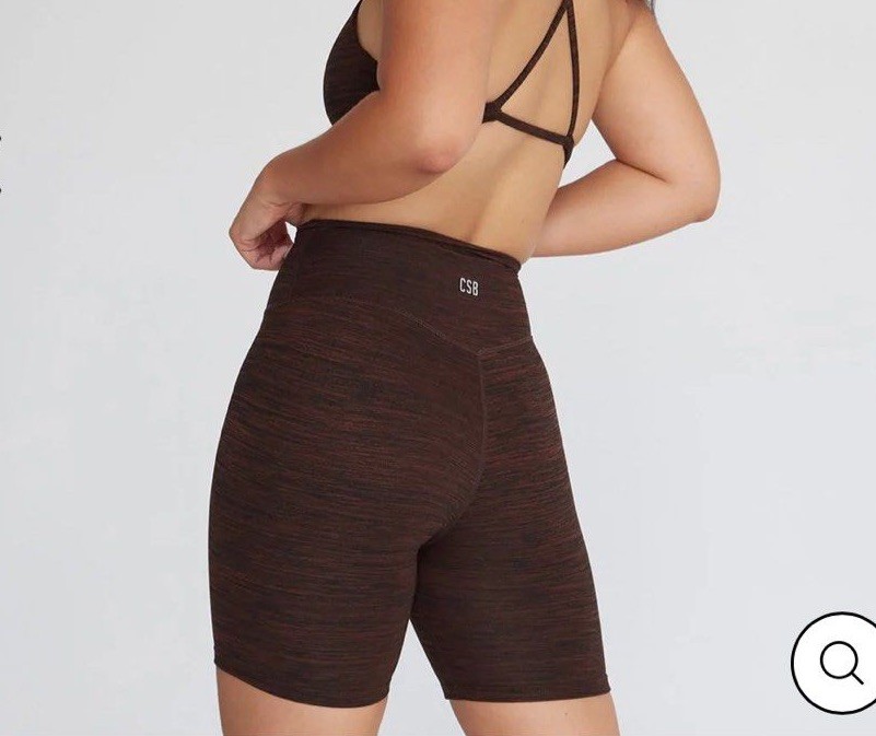 CSB size XS brown marl high waisted bike shorts activewear sculpt Pilates yoga
