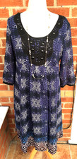 M&S Size 16 Black Purple Beaded Dress Animal Print Summer Wedding Excellent S4