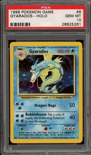 Pokemon Gyarados Base Set Unlimited Holo Rare #6 PSA 10 Gem Mint