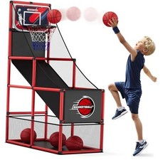 Basketball Arcade Game Indoor Outdoor, Kids Basketball Hoop with 4 Single Shot
