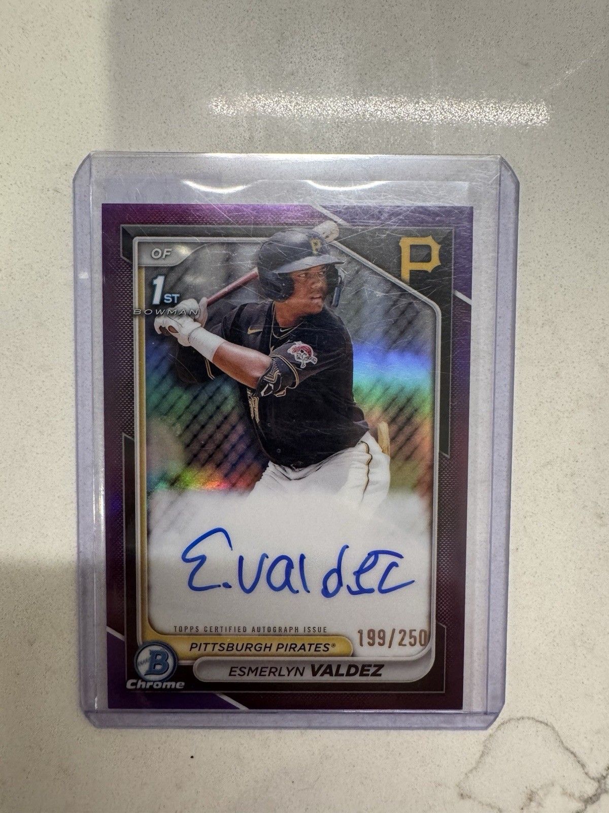 ESMERLYN VALDEZ - 2024 1st Bowman Chrome - Purple Refractor Auto /250 - PIRATES
