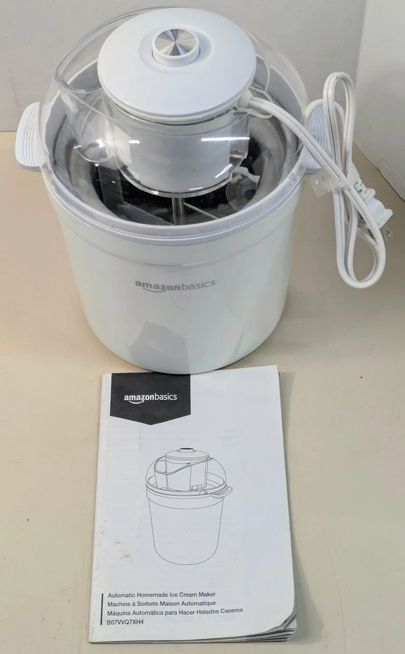 AMAZON BASICS ICE CREAM MAKER 1.5 Qt Complete with Booklet