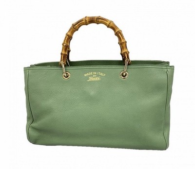 Gucci Bamboo Green Leather Bamboo Handle
