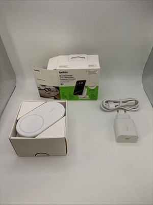 Belkin Magnetische, einklappbare, kabellose 2-in-1-Ladestation mit Qi2 (15W) Wei