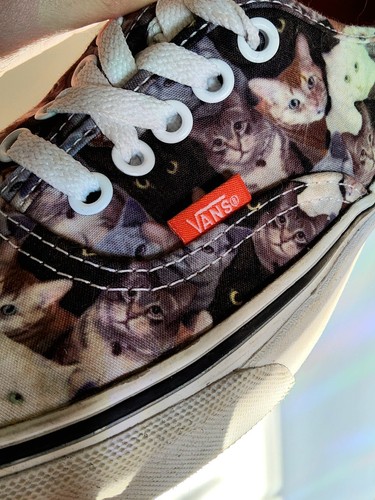 Seltene Vans mit Katzen Print 39,5, Gemusterte Sneaker Katzenköpfe, Sommerschuhe - Bild 4 von 17