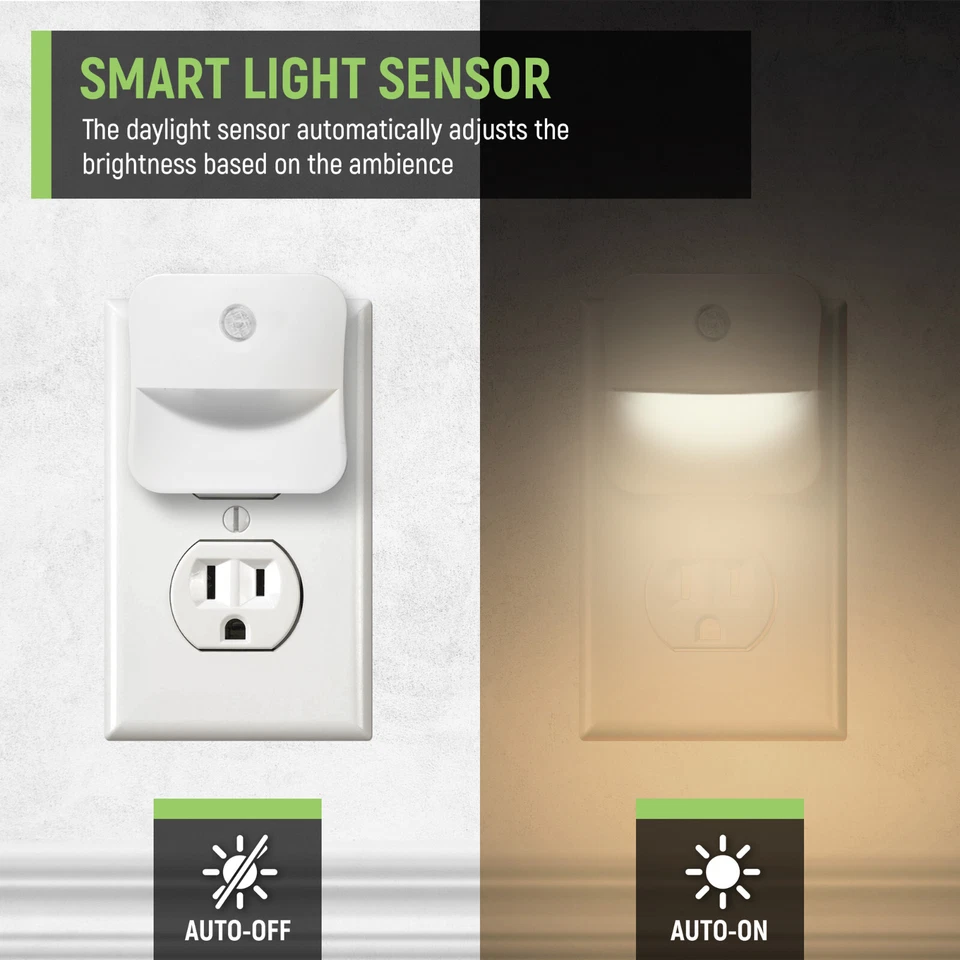 4 Piezas Enchufables LED Luces Nocturnas Lámpara Sensor Anochecer a Amanecer Pasillo Cocina Baño Foto 3 de 4