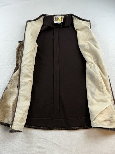Vintage Palena Knitwear Faux Fur Zip Vest Wool Backing Size 12 Mobwife - Picture 10 of 10