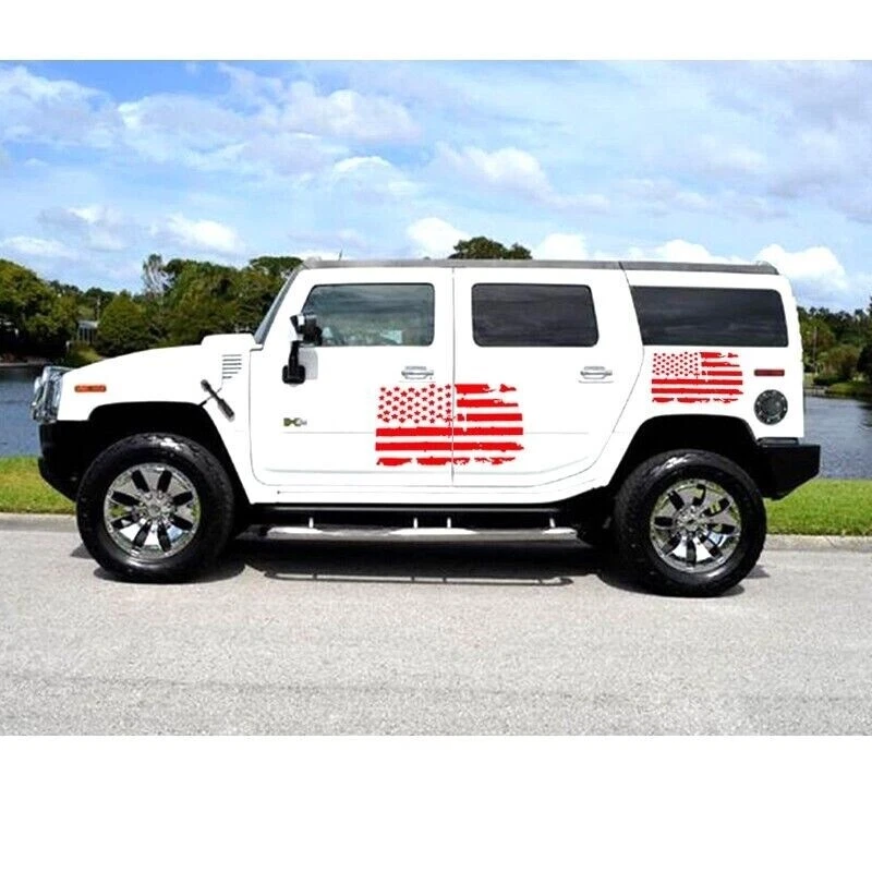 Juego de 2 calcomanías deportivas de vinilo con bandera americana envejecida de EE. UU. capó camión remolque RV Foto 4 de 4