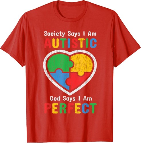 God Say I Am Perfect Proud Autistic Kids Autism Awareness T-Shirt Hoodie - Picture 11 of 12