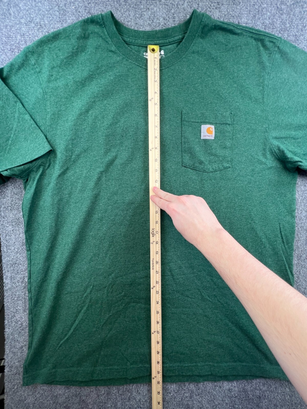 Carhartt T Shirt Mens 2XL Tall Green Loose Fit Long Sleeve Cotton Blend