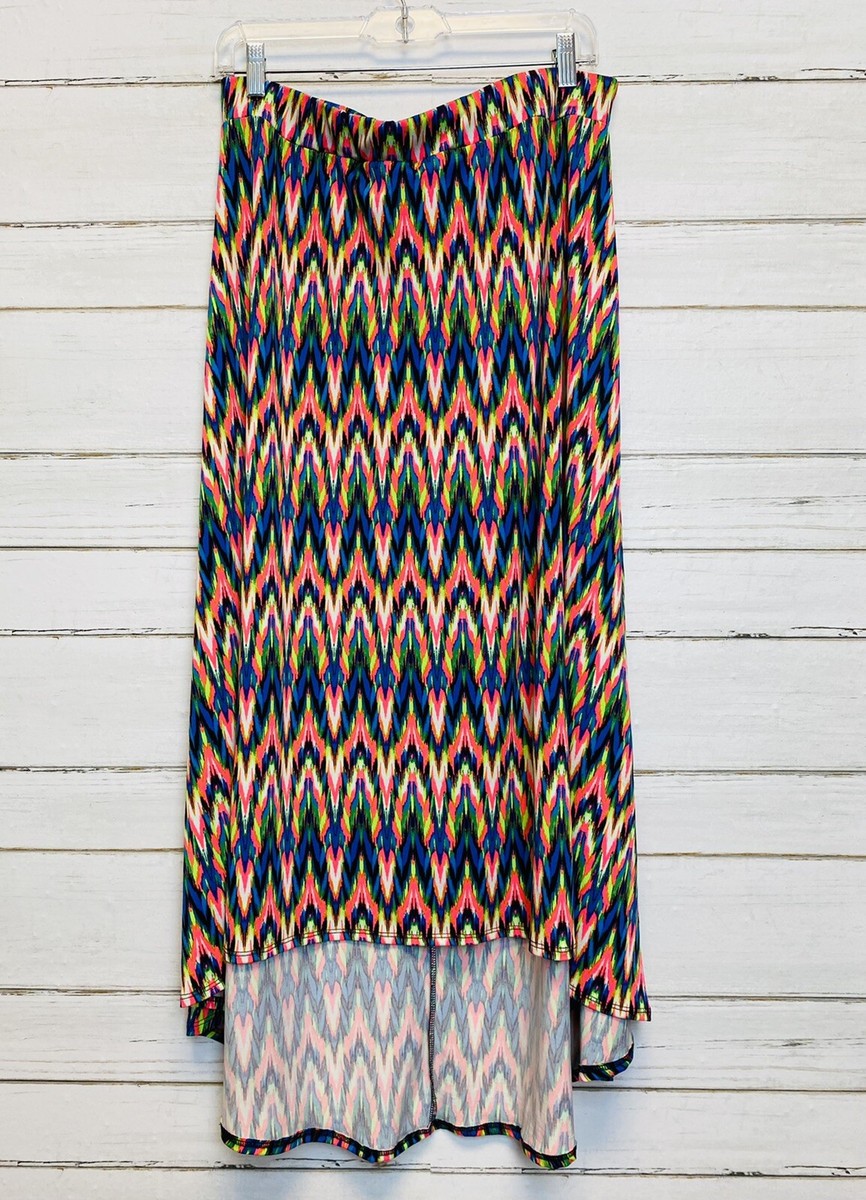 Kate & Mallory Multi-Color Stretch Elastic Waist Hi-Lo uneven Hem  