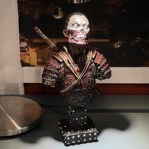 Zombie Samurai Bust Statue Undead Japanese Warrior Tabletop Sculpture Man Cave - Picture 17 of 32