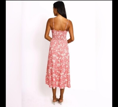 RESA Ashley Midi Dress Floral Smocked Straps Revolve Size XL