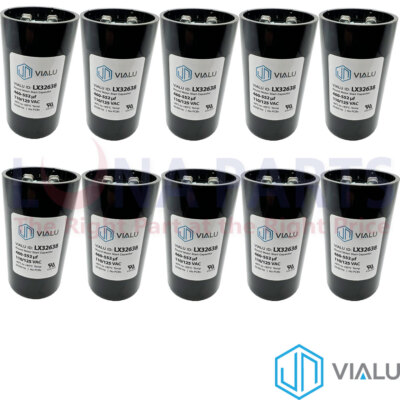 Pack of 10 - VIALU - 460-552 uf/MFD 110-125 VAC Round Start Capacitor 50/60 Hz