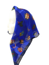 VTG Liz Claiborne Christmas Scarf 21 " Square Seasons Greetings Happy Holidays