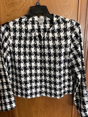 Chicos Black White Houndstooth Tweed 