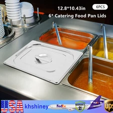 6pcs Catering Food Pan Lids Commercial Stainless Steel Food Pan Lid Seamless Lid