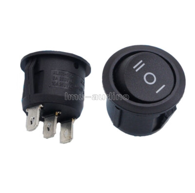 10PCS Mini Round Black 3 Pin SPDT ON-OFF-On Rocker Switch Snap-in For Car Boat