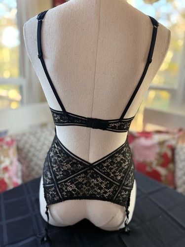 Victorias Secret Bodysuit Garter Belt Open Bottom Lace Mesh Cut Out Black XS Wow - Picture 13 of 13