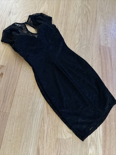 Women Homecoming Formal Black Lace Cocktail Fitted Party Dress With Bra Size XS - Picture 12 of 22