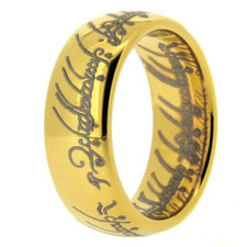 Gold Elvish Lord Ring Tungsten One Power Magic King Fellowship Band 6mm 8mm