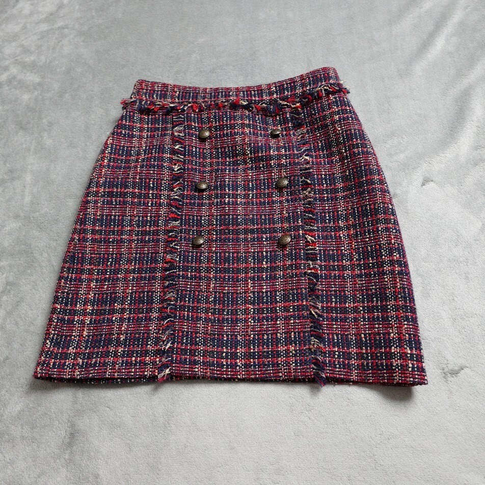 FILA Court & Rowe Minigonna Donna XS Multicolore Plaid Tweed A line Finti Bottoni!