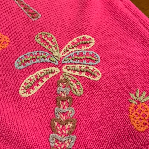 BellePointe Pink Vest with Embroidery Palm Trees Size Large - Picture 9 of 13