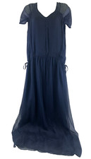 Sundance Silk Slip Dress Cap Sleeves Drawstring Midi Lined Sheer Womens Medium